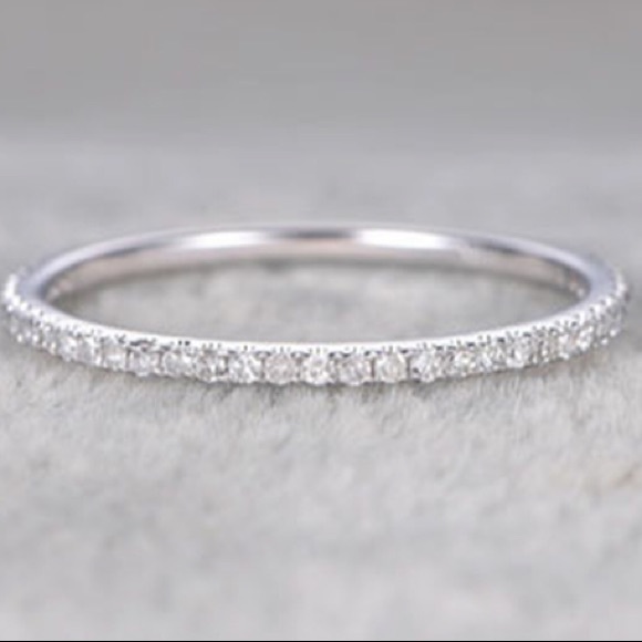 Sterling silver thin pave full eternity band ring - Picture 4 of 5